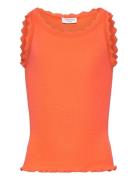 Rkbeatha Sl Top W/ Lace Tops T-shirts Sleeveless Orange Rosemunde Kids