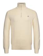 Cotton Micro Textured Half Zip Tops Knitwear Half Zip Jumpers Cream GA...