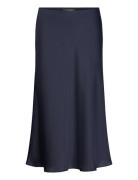 Satin Charmeuse Midi Skirt Knelangt Skjørt Navy Lauren Ralph Lauren