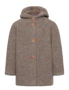 Coat Hood Wool W. Lining Tynn Jakke Skalljakke Brown Huttelihut