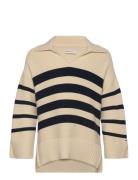 Striped Breton Knitted Sweater Tops Knitwear Pullovers Cream GANT