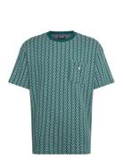 Jacquard Relaxed Fit T-Shirt Tops T-shirts Short-sleeved Green Scotch ...