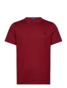 Ringer T-Shirt Tops T-shirts Short-sleeved Burgundy Fred Perry