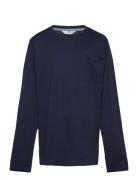 Basic T-Shirt Tops T-shirts Long-sleeved T-shirts Navy Mango