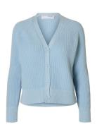 Slfbirla Ls Knit Short Cardigan Tops Knitwear Cardigans Blue Selected ...