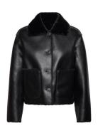 Double-Sided Leather-Effect Jacket With Pockets Skinnjakke Skinnjakke ...