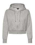 Cropped Zip Hoodie Tops Sweat-shirts & Hoodies Hoodies Grey Monki