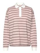 Long Sleeve Rugby Polo Top Tops T-shirts & Tops Polos Pink Monki