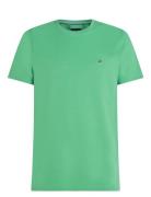 Stretch Slim Fit Tee Tops T-shirts Short-sleeved Green Tommy Hilfiger