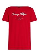 Script Logo Tee Tops T-shirts Short-sleeved Red Tommy Hilfiger