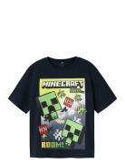 Nkmmus Minecraft Nreg Ss Top Noos Bfu Tops T-shirts Short-sleeved Navy...