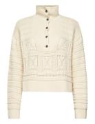 Pointelle Knitted Sweater Tops Knitwear Jumpers Cream Lexington Clothi...