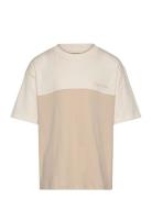 Color Block T-Shirt Tops T-shirts Short-sleeved Cream Calvin Klein