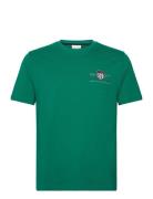 Reg Archive Shield Emb Ss T-Shirt Tops T-shirts Short-sleeved Green GA...