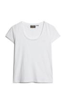 Scoop Neck Tee Tops T-shirts & Tops Short-sleeved White Superdry