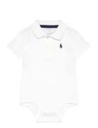 Soft Cotton Polo Bodysuit Bodies Short-sleeved White Ralph Lauren Baby