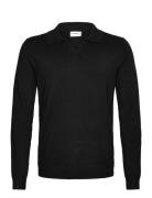 Ecovero L/S V-Neck Polo Tops Knitwear V-necks Black Lindbergh