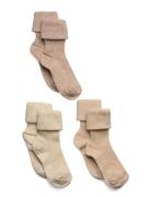 Cotton Rib Baby Socks - 3-Pack Sokker Strømper Beige Mp Denmark