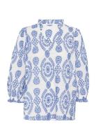 Cutia Blouse Tops Blouses Short-sleeved Blue Culture