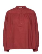 Dobby Texture Blouse Tops Blouses Long-sleeved Red Esprit Casual