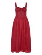 Esra Midi Dress Knelang Kjole Red Bardot