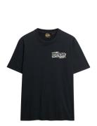 B-Movie Graphic Loose Tee Tops T-shirts Short-sleeved Black Superdry