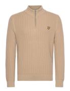 Ribbed Quarter Zip Jumper Tops Knitwear Half Zip Jumpers Beige Lyle & ...