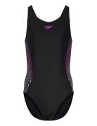 Girls Placmement Muscleback Sport Swimsuits Purple Speedo