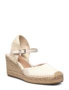 Robby Canvas & Jute Espadrille Sandal Med Hæl Espadrilles White Lauren...