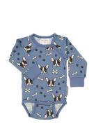 Bamboo Body L.s Bodies Long-sleeved Blue Geggamoja