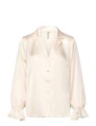 Shirt Satin Frill Topp White Lindex