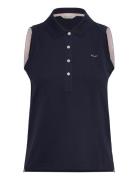 Contrast Collar Sleeveless Pique Tops T-shirts & Tops Sleeveless Navy ...