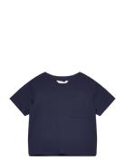 Pocket Cotton T-Shirt Tops T-shirts Short-sleeved Navy Mango