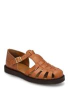 Sandals - Flat - Closed Toe - Op Flate Sandaler Brown ANGULUS