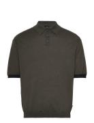 Knit Polo Tops Polos Short-sleeved Khaki Green Armani Exchange