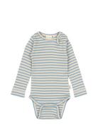 Body L/S Modal Striped Bodies Long-sleeved Blue Petit Piao