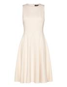 Ponte Fit-And-Flare Dress Knelang Kjole Cream Lauren Ralph Lauren