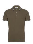 Polo Shirt With Contrast Piping Tops Polos Short-sleeved Brown Lindber...