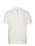 Jersey Pique With. Zip S/S Tops Polos Short-sleeved White Lindbergh