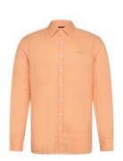 Linen Shirt Tops Shirts Casual Orange Sebago