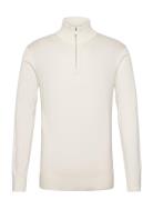 Half Zip With High Neck Tops Knitwear Half Zip Jumpers White Lindbergh