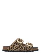 Sl Noelle Leather Leopard Flate Sandaler Multi/patterned Scholl