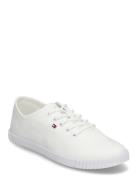 Canvas Lace Up Sneaker Lave Sneakers White Tommy Hilfiger