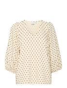 Ihzabby Ms Tops Blouses Short-sleeved Cream ICHI