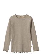 T-Shirt L/S Ida Tops T-shirts Long-sleeved T-shirts Grey Wheat