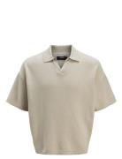 Jcohorizon Knit Ss Polo Tops Knitwear Short Sleeve Knitted Polos Cream...