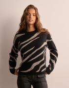 Object Collectors Item - Svart - Objray Lo L/S Knit Pullover Aop Noo