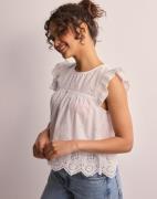 Only - Hvit - Onlsilla S/L Frill Top Wvn Noos