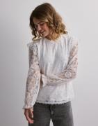 Pieces - Hvit - Pcolline Ls Lace Top Noos