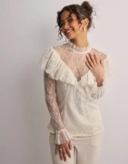 Malina - Beige - Joelle polo neck lace top